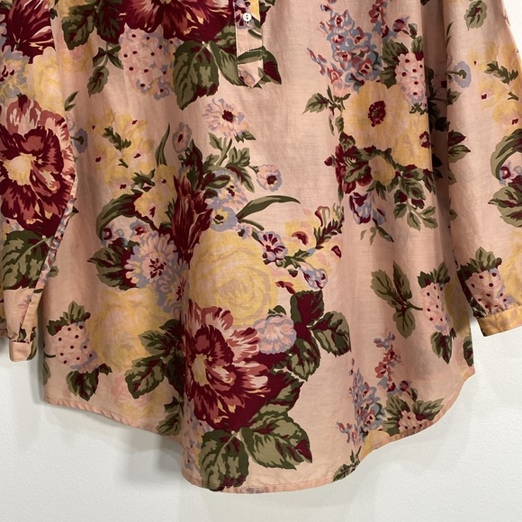 Soft Surroundings Floral Vintage Print Cotton Silk Blend Pullover Top women's M? - Picture 3 of 10